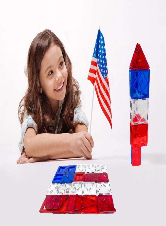 Tytan Tiles 4th of July 60-Piece Magnetic Tiles Building Set, Ergonomic Design, Kids’ STEM Toy, Architectural Building, Creative Play, Pattern Recognition, America USA Themed, Ages 3 and Up - Image 4